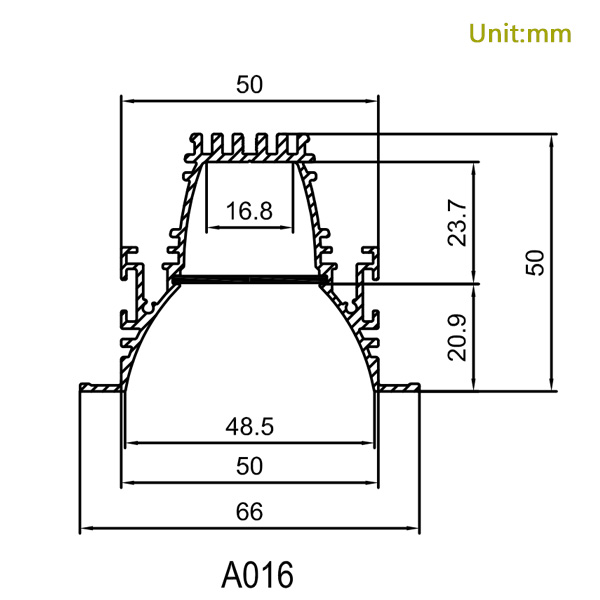 HL-A016 Aluminum Profile - Inner Width 16.8mm(0.66inch) - LED Strip Anodizing Extrusion Channel HL-A016 Aluminum Profile - Inner Width 16.8mm(0.66inch) - LED Strip Anodizing Extrusion Channel